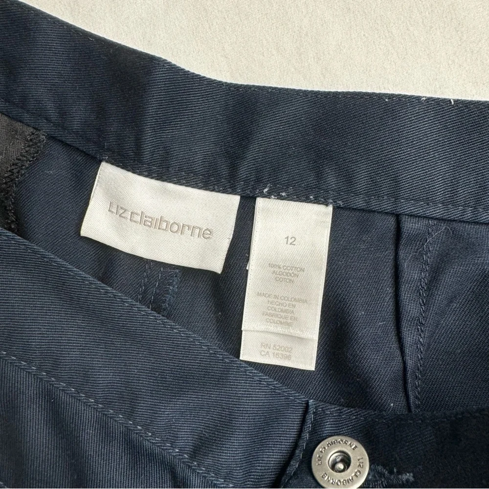 Liz Claiborne Navy Blue High‎ Waisted 5 Inch Inseam Shorts Womens Size 12